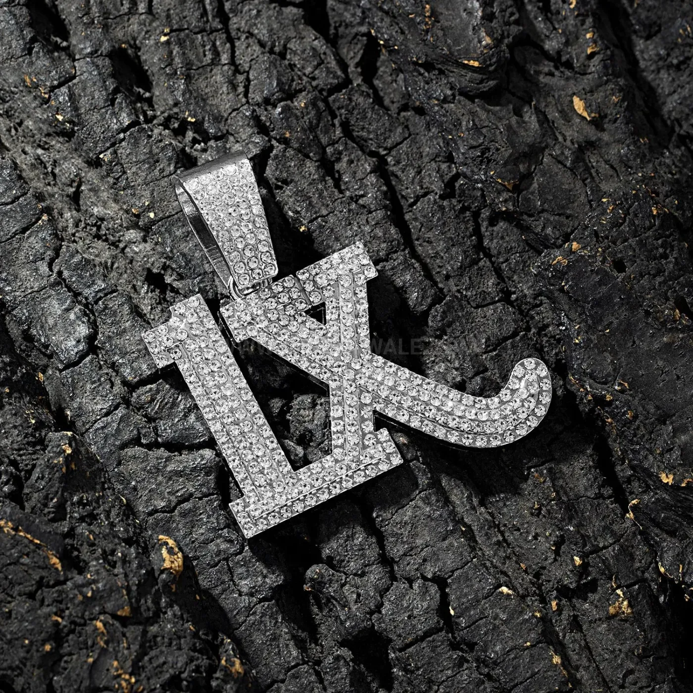 Elegant Full Rhinestone Letter Pendant Zinc Alloy Cuban Chain Necklace