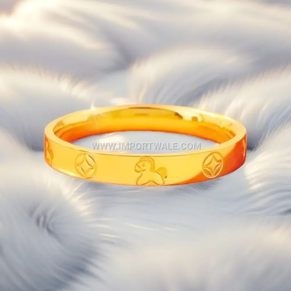 Gold Plated Stainless Steel Horse Motif Band