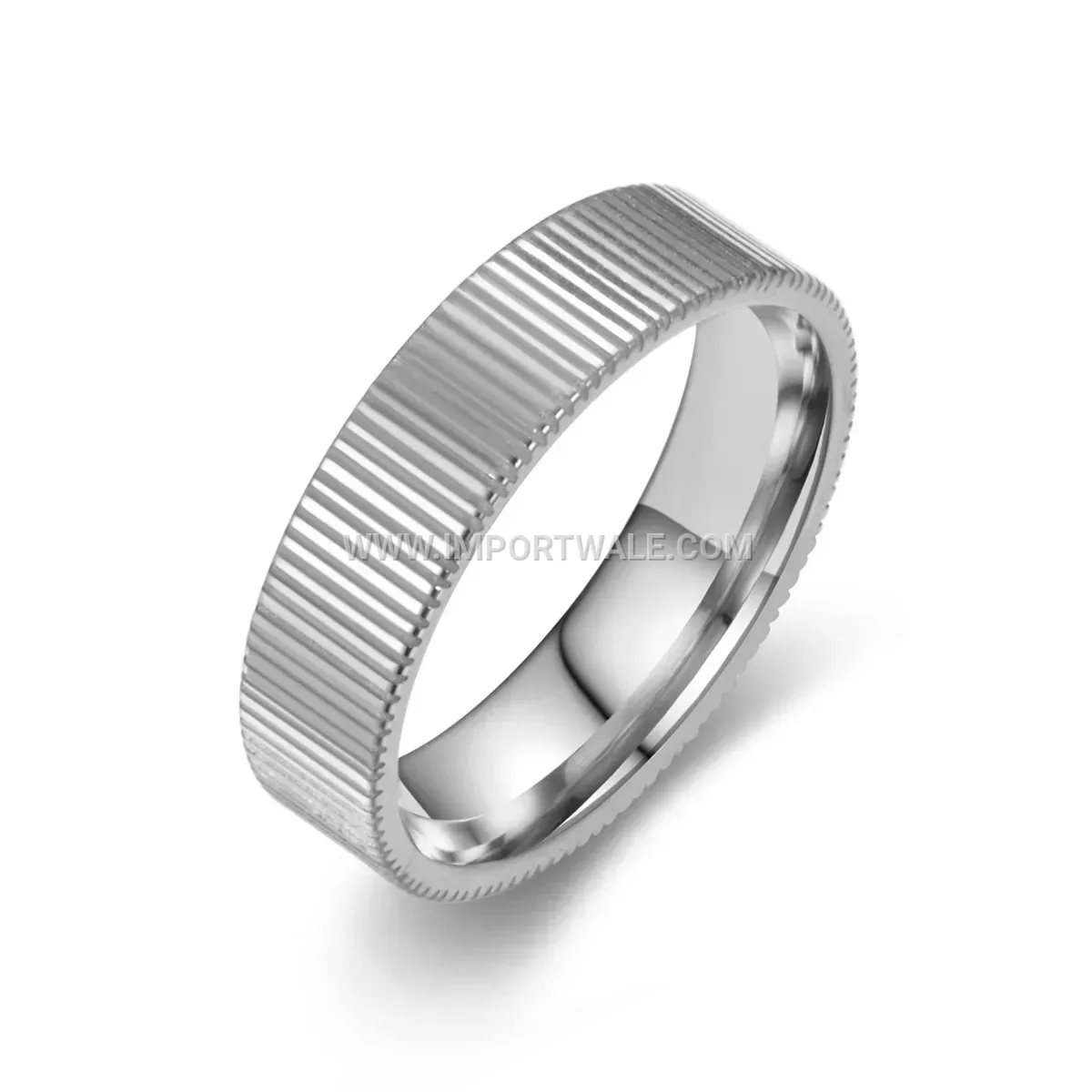 Textured Stainless Steel Stepped Contour Band Ring