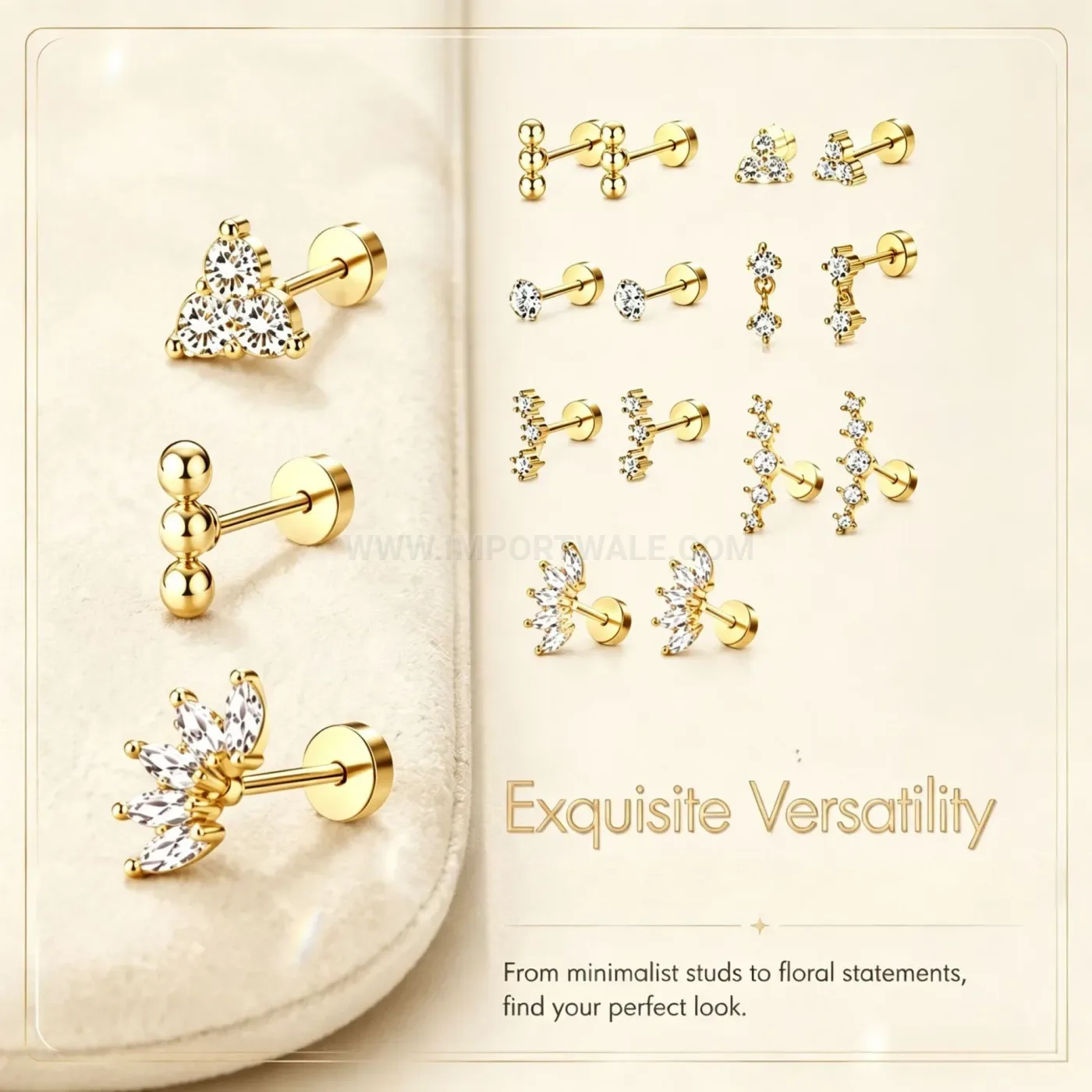 Chic Minimalist Geometric Stainless Steel Flat Back Cartilage Stud Earrings