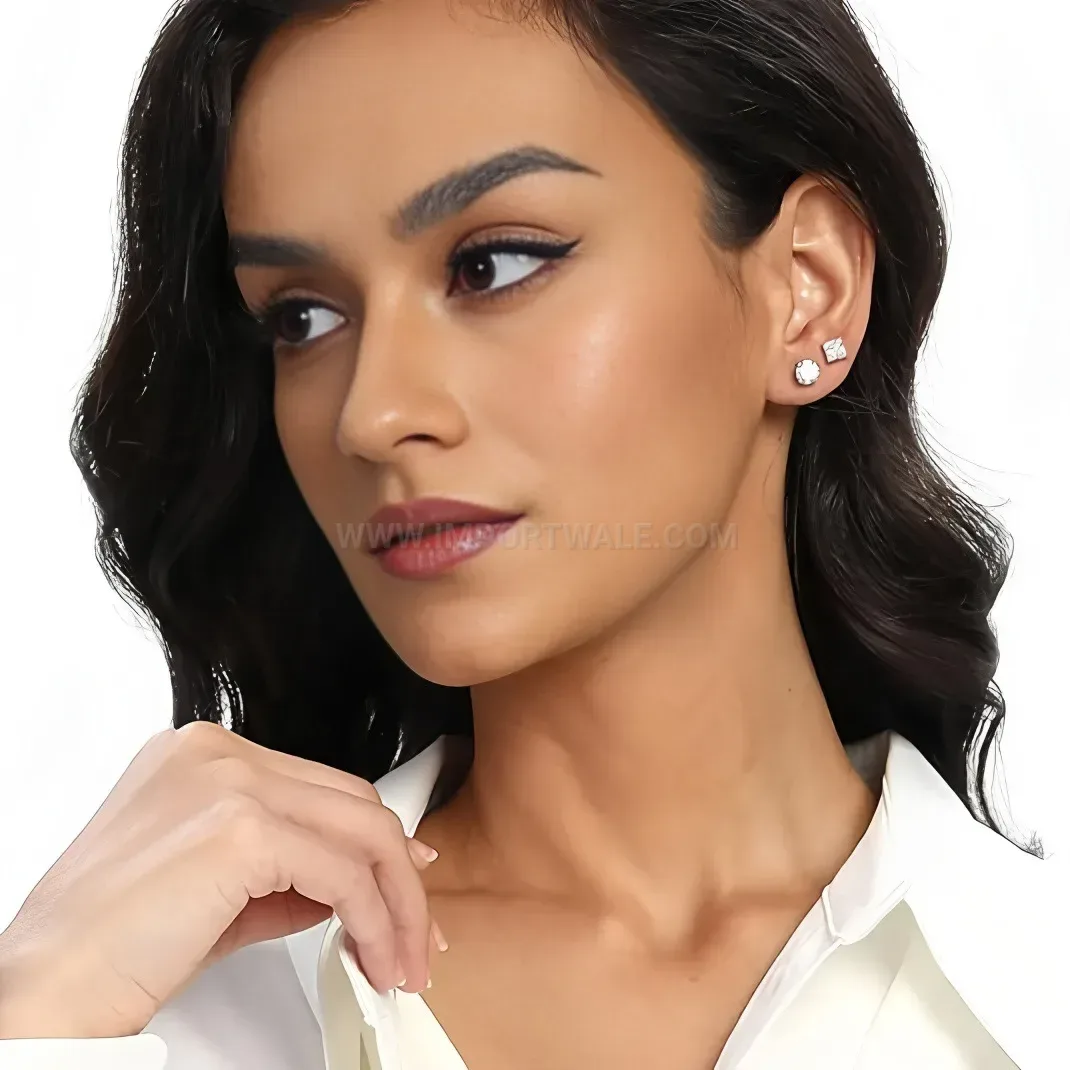 Classic Titanium Steel Four-Prong Stud Earrings Set