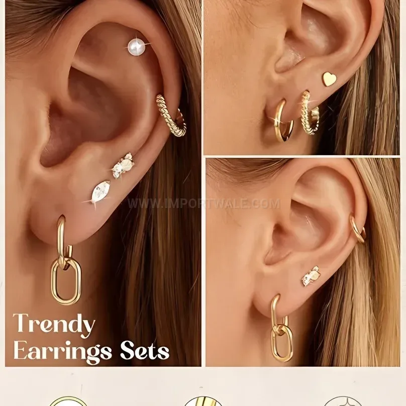 Designer Textured Stainless Steel Star Motif Piercing Hoop Earrings