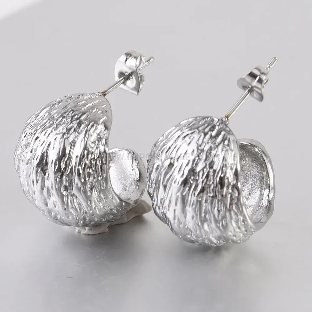 Cast Stainless Steel U Shape Geometric Stud Earrings