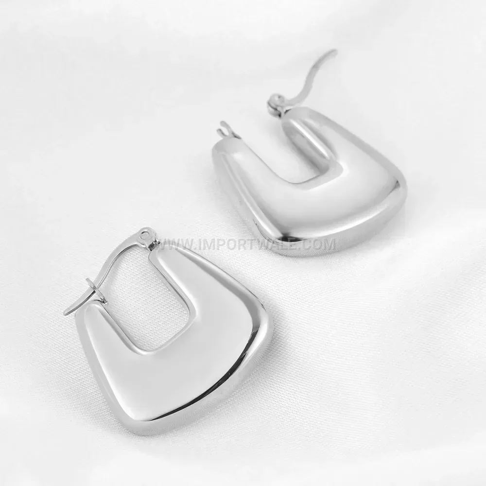 Chunky Hollow U Shaped Stainless Steel Hoop Earrings