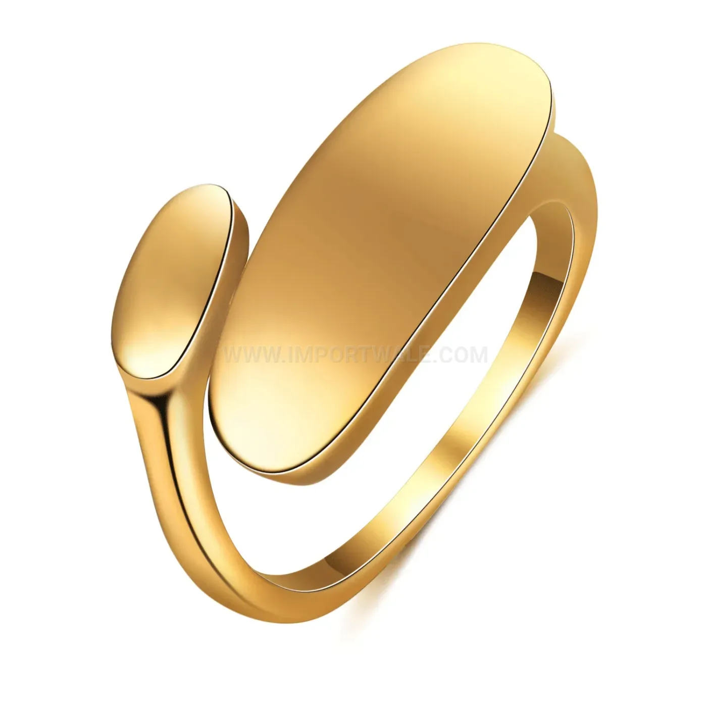Fashion Polished 18K Gold Plated Stainless Steel Open Ring