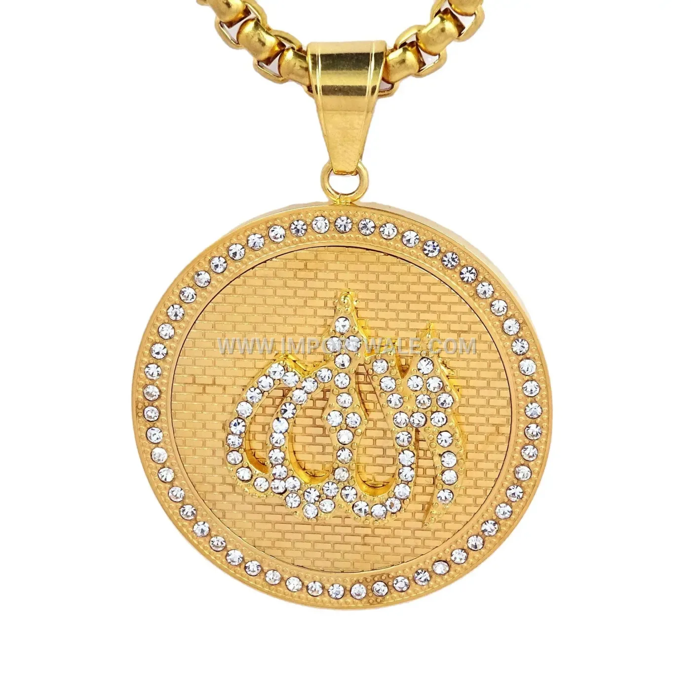 Stainless Steel Hip Hop Style Islamic Allah Pendant Necklace