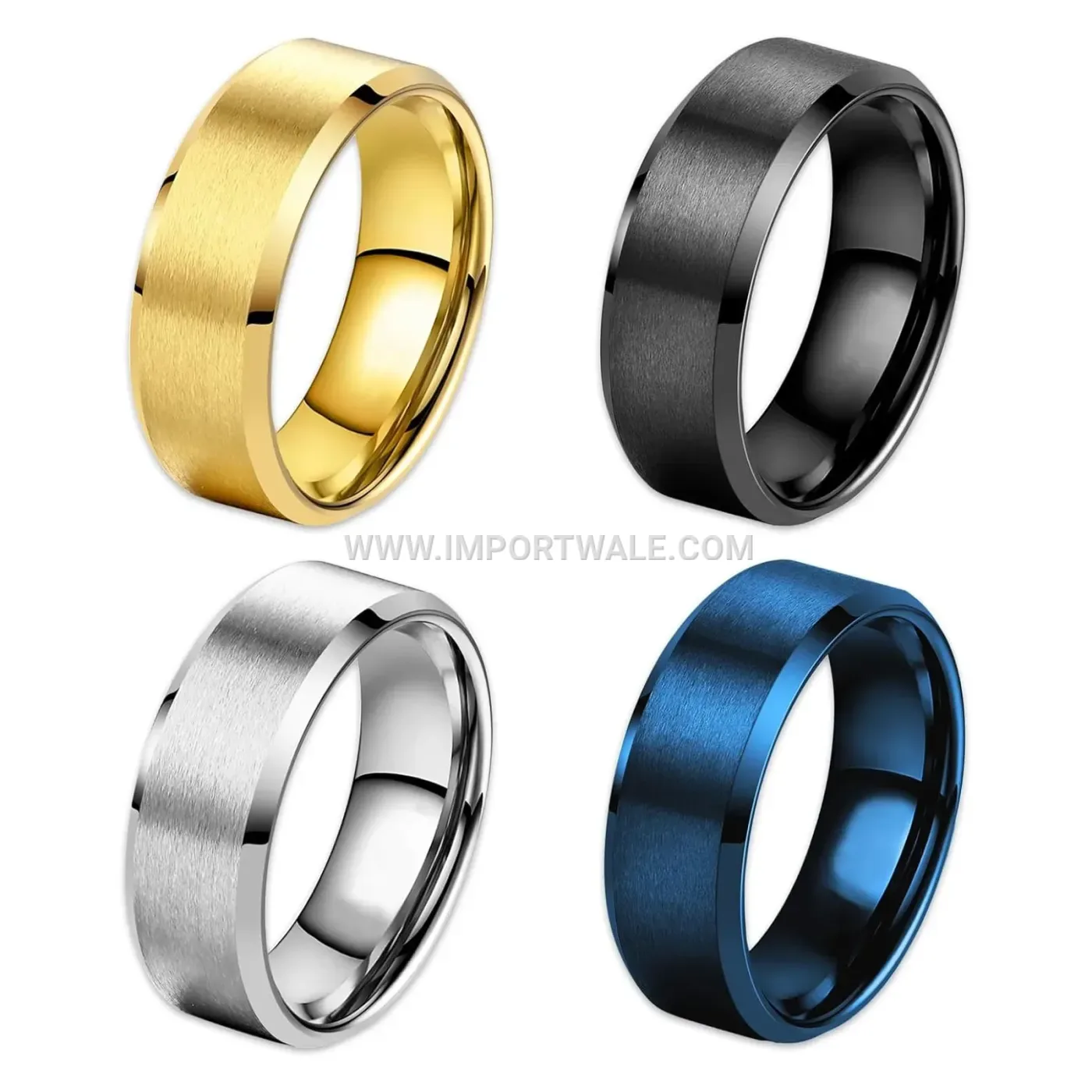 Matte Stainless Steel Geometric Band Ring