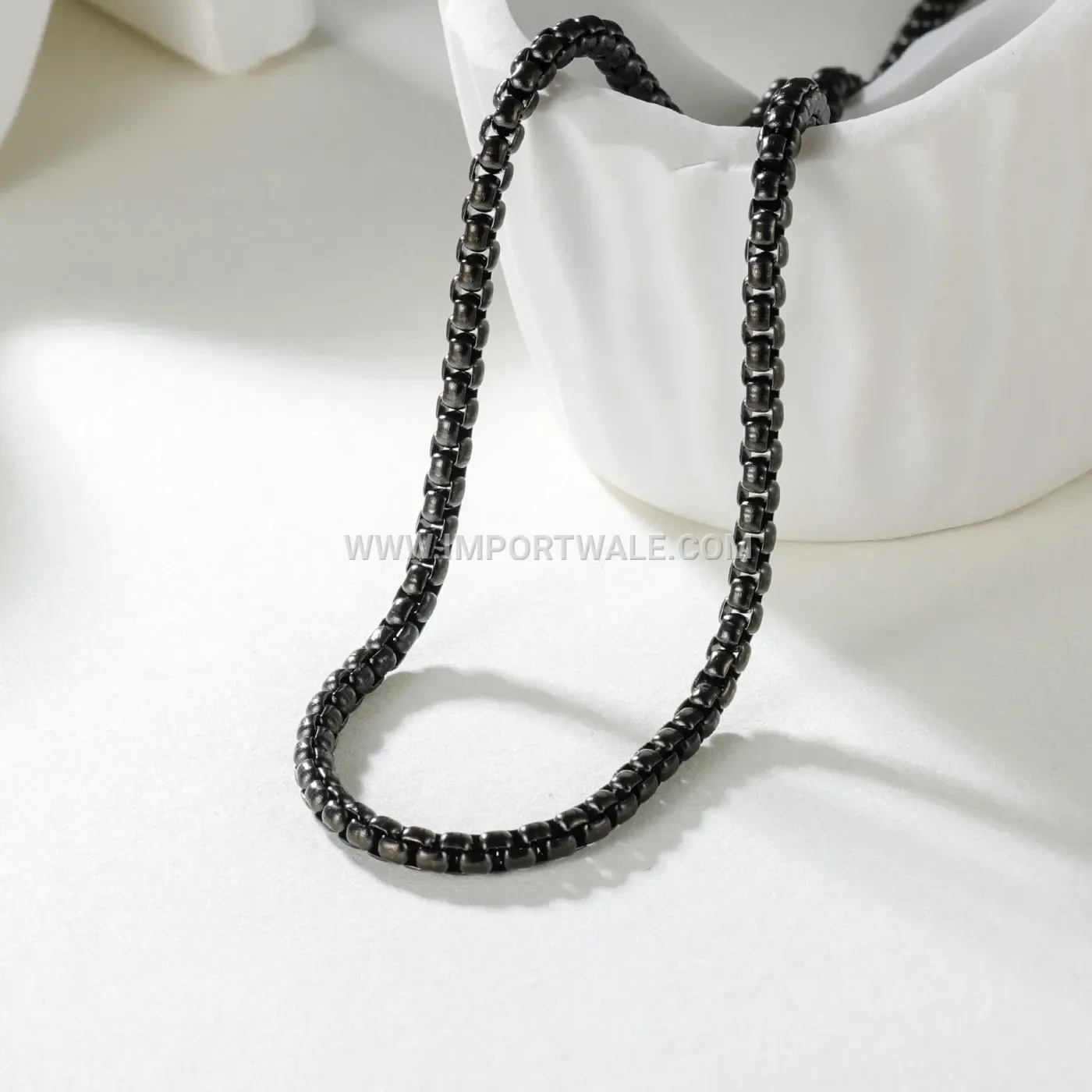 Trendy Stainless Steel Square Pearl Chain Necklace
