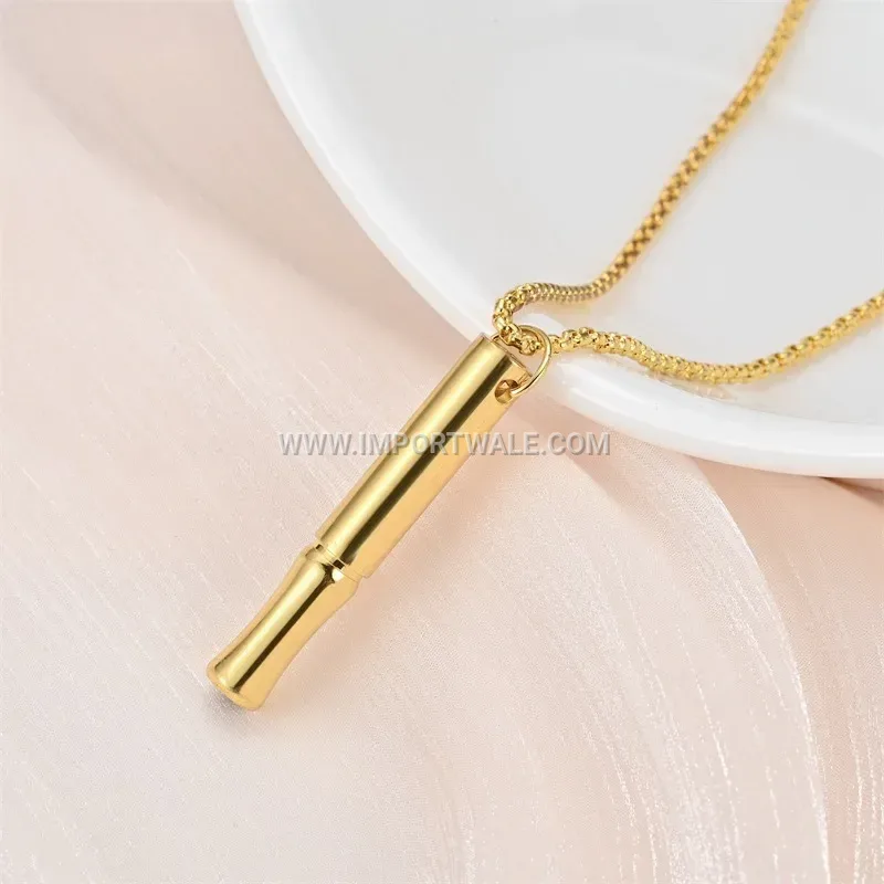 Stainless Steel Mindful Breathing Pendant Link Chain Necklace