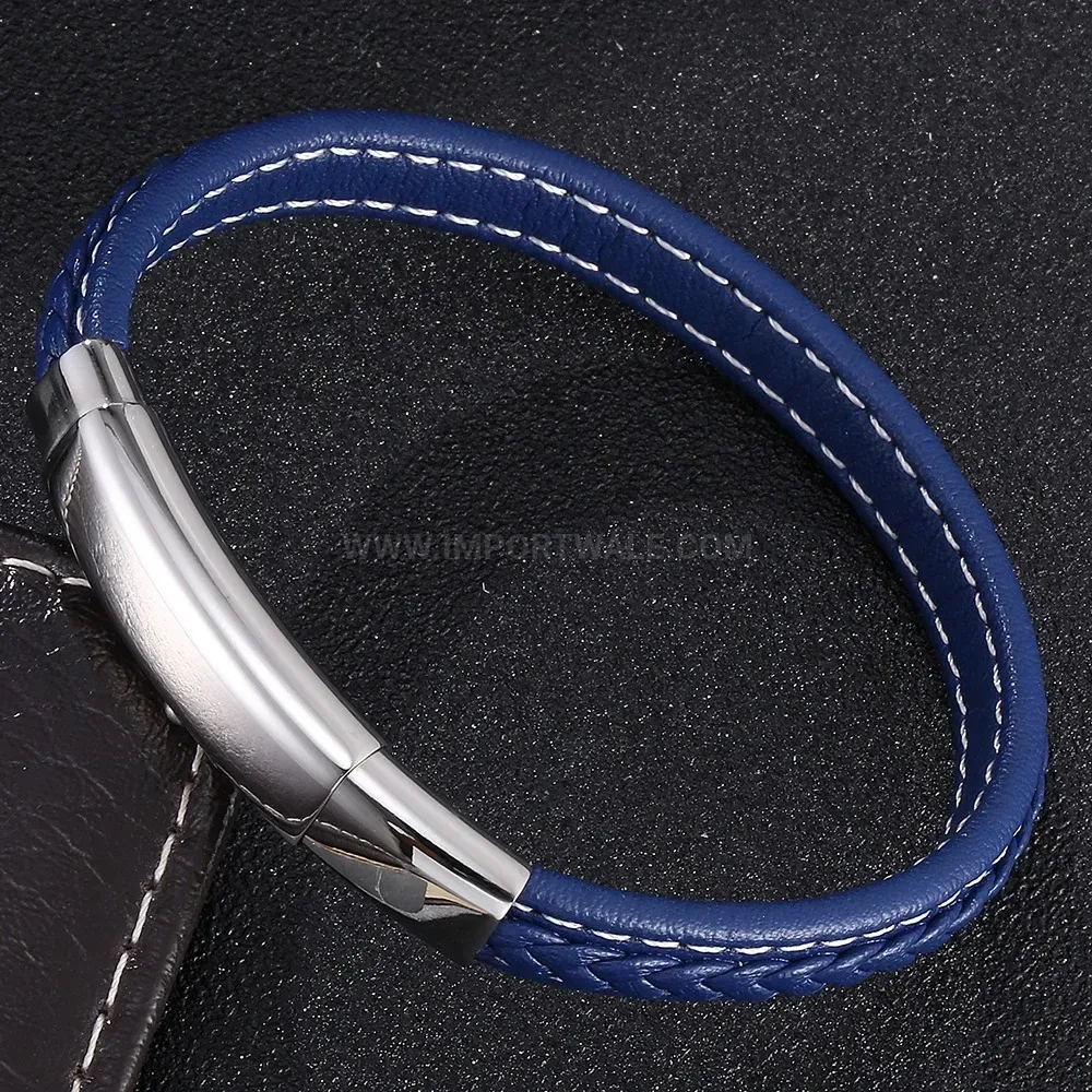 Multi-Strand Leather Cord Bracelet with Stainless Steel Details