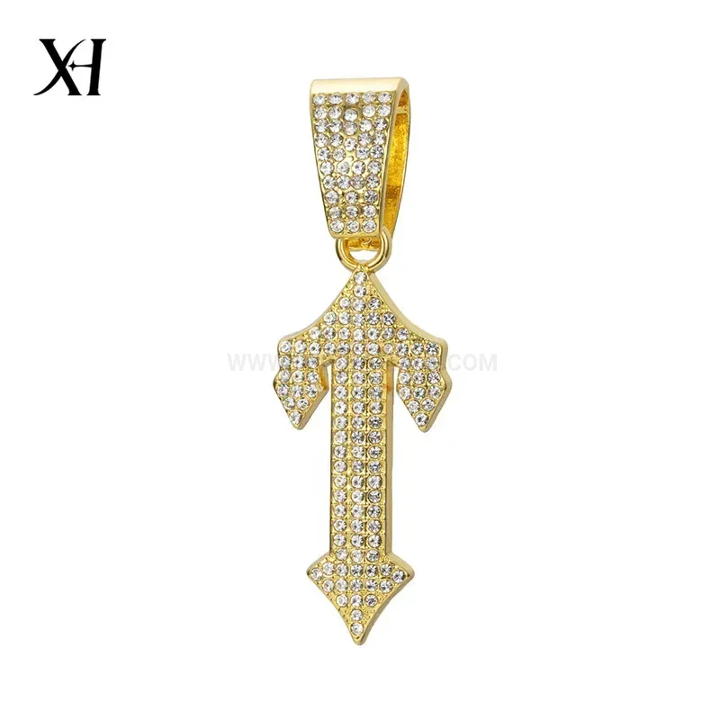 Trendy Rhinestone Arrow Pendant Alloy Cuban Link Chain Necklace