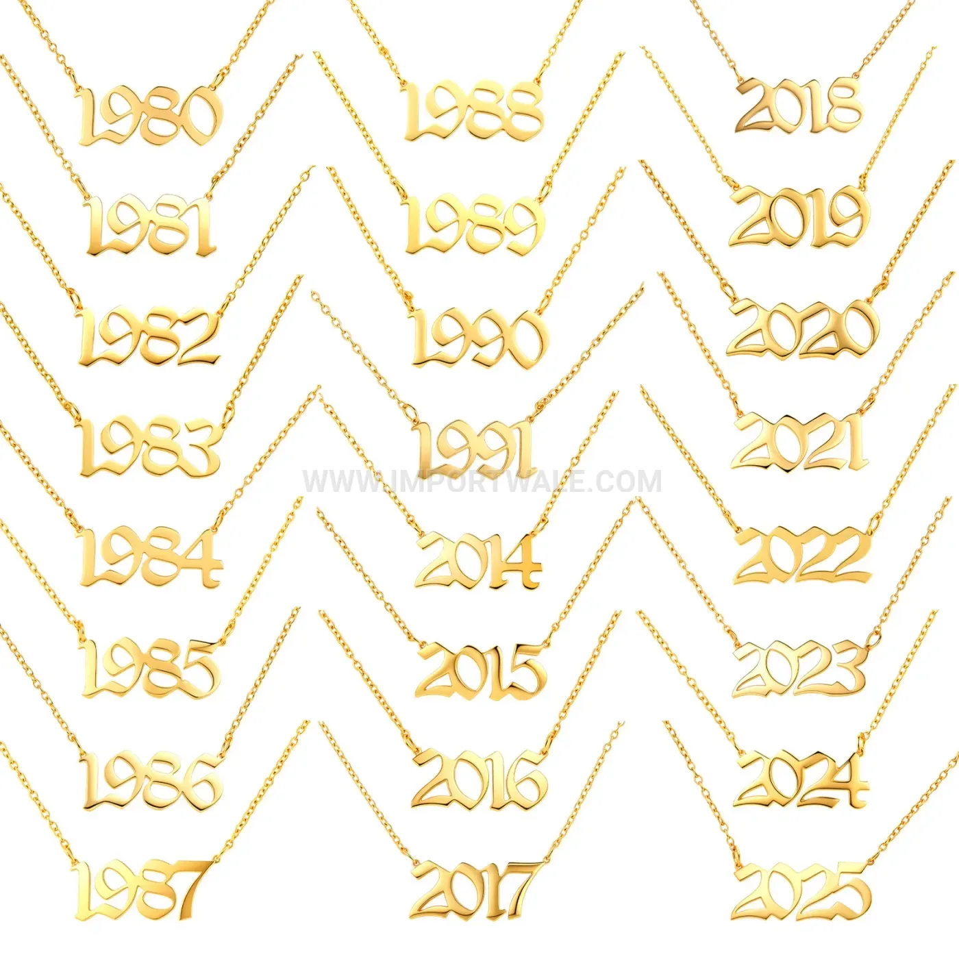 Customizable Stainless Steel Birth Year Number Pendant Necklace