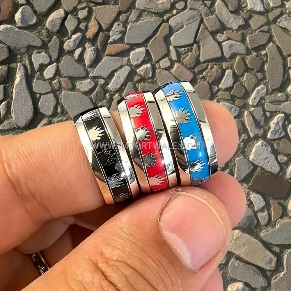 Punk Style Epoxy Inlay Stainless Steel Motif Ring