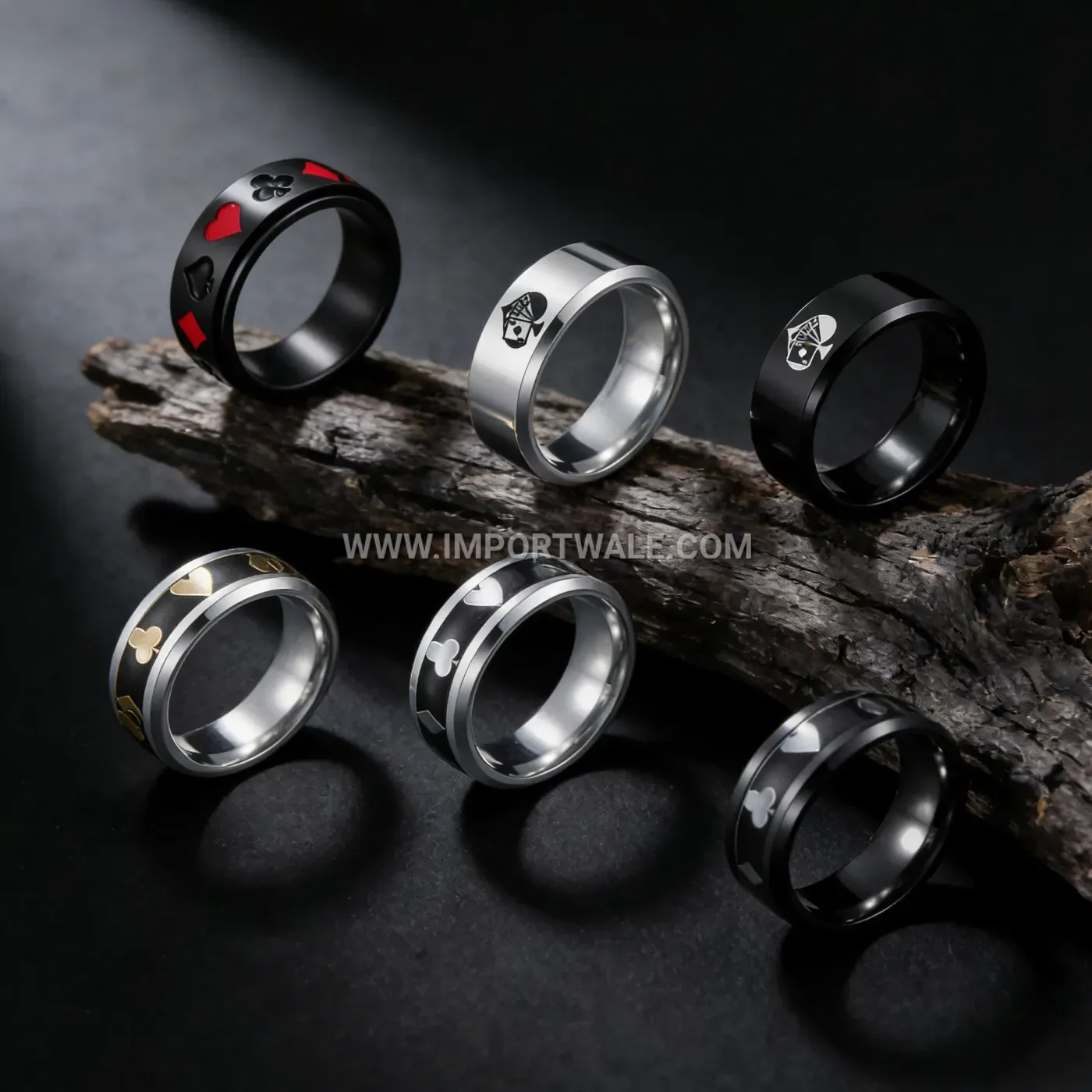 Playing Cards Ace Motif Stainless Steel Ring