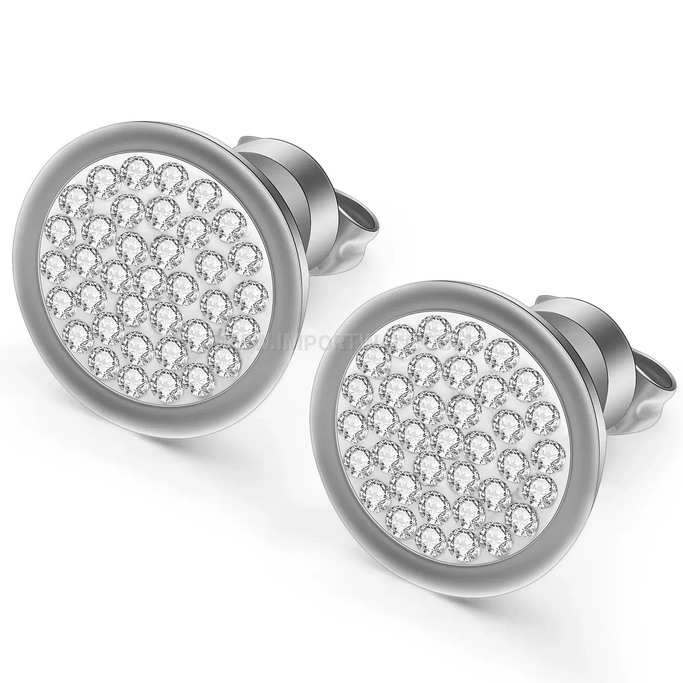 Sparkling Crystal Circular Stainless Steel Stud Earrings