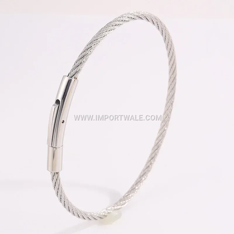 Twisted Steel Wire Push Opening Bangle Bracelet