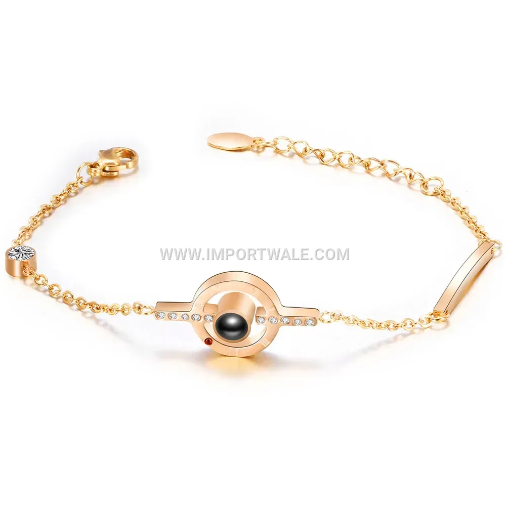 Stainless Steel Projection Pendant Charm Bracelet