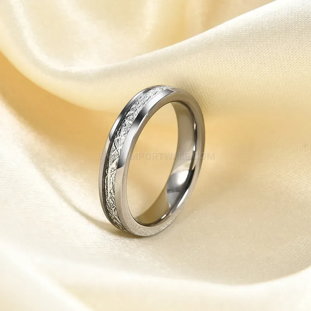 Fashion Textured Meteorite Pattern Metallic Steel Band Ring