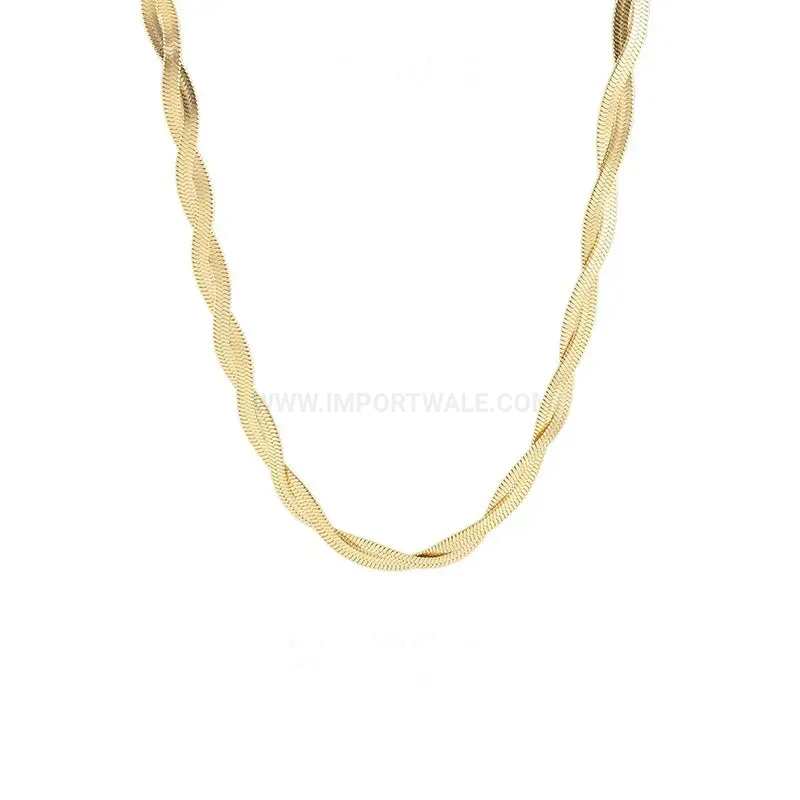 Designer Layered Blade Chain Gold-Plated Titanium Steel Set