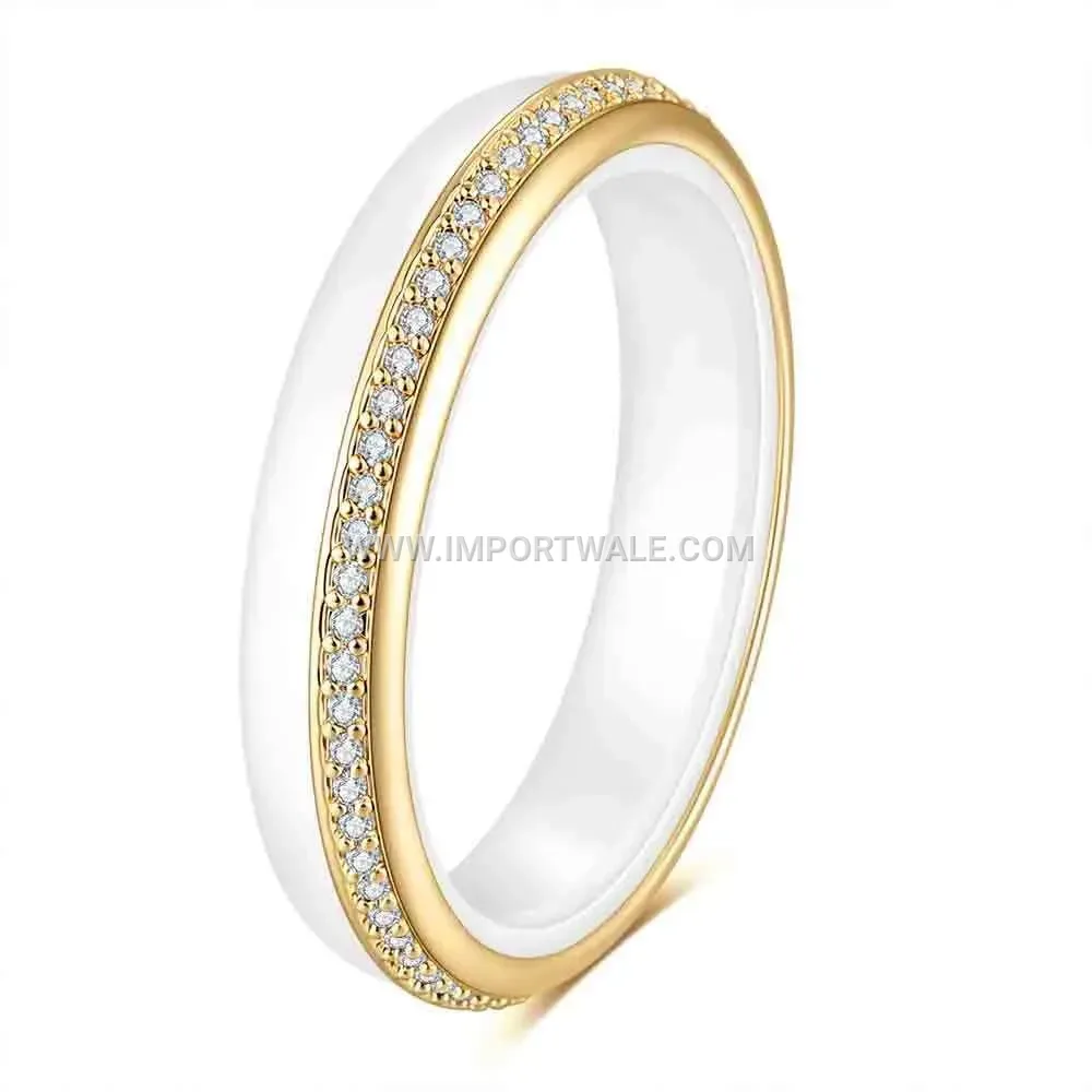 Minimalist 4mm Zircon Micro-Pave Ceramic Band Ring
