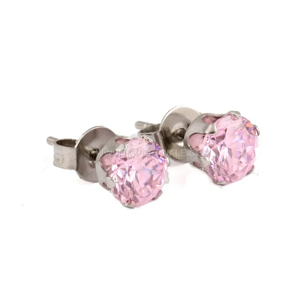 Minimalist Stainless Steel Cubic Zirconia Stud Earrings