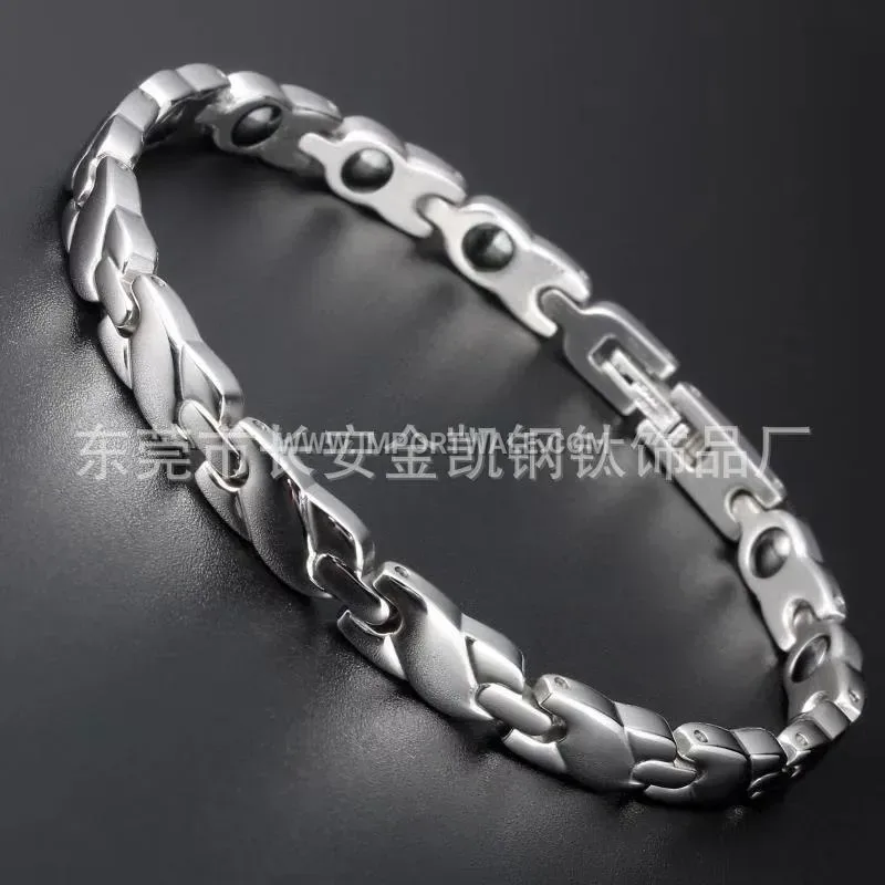 Women's Single Row Bio Magnetic Stainless Steel Link Bracelet
