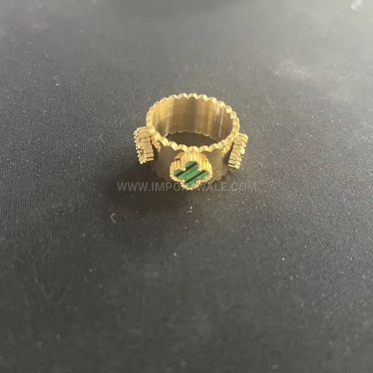 Gold Plated Stainless Steel Four Leaf Clover Band Ring
