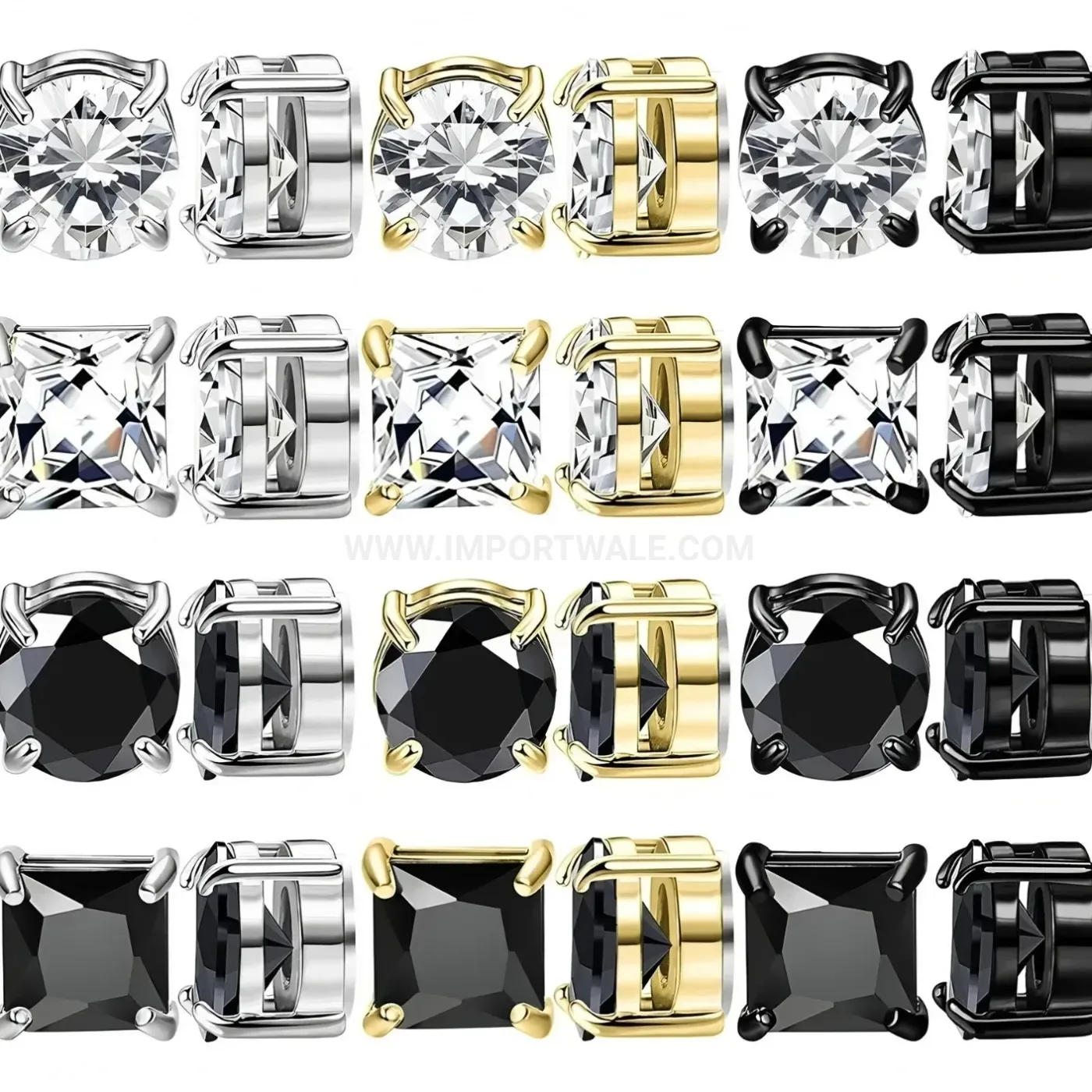 Elegant Magnetic Stainless Steel Cubic Zirconia Non Pierced Earrings