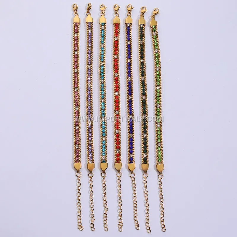 Three Layer Gold Plated Stainless Steel Zircon Bracelet