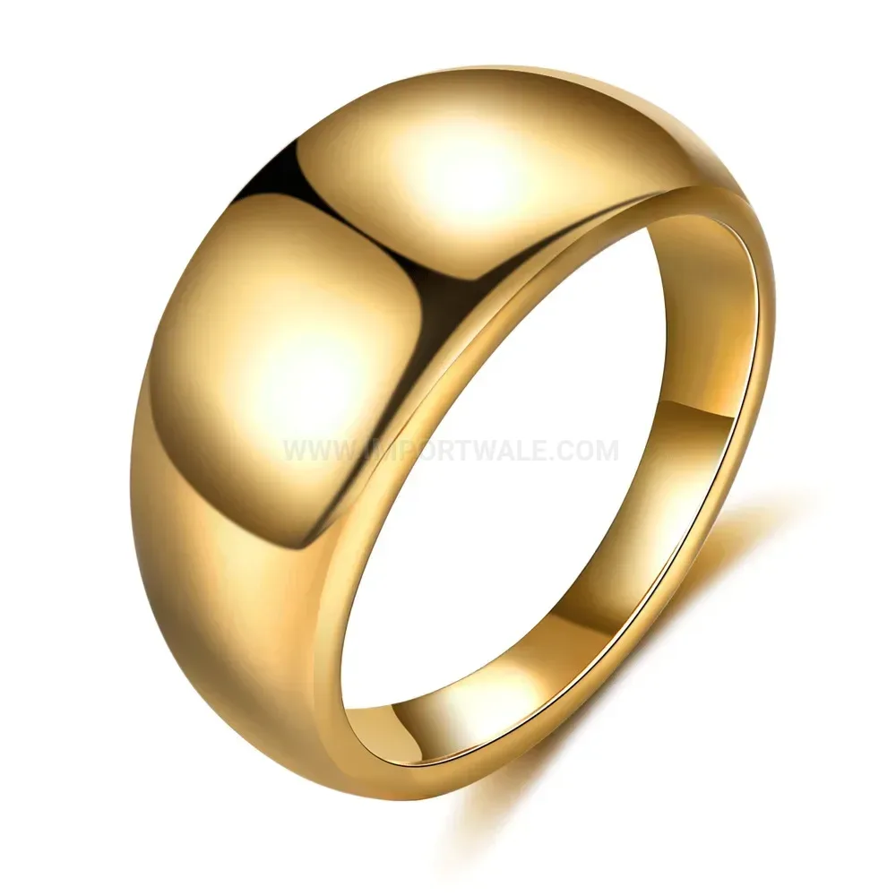 Classic Polished Oval Surface Stainless Steel Band Ring 10mm