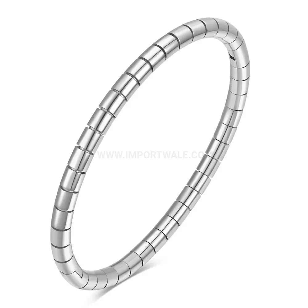 Designer Oval Snake Chain Open Stainless Steel Bangle