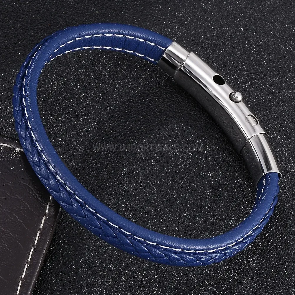 Multi-Strand Leather Cord Bracelet with Stainless Steel Details