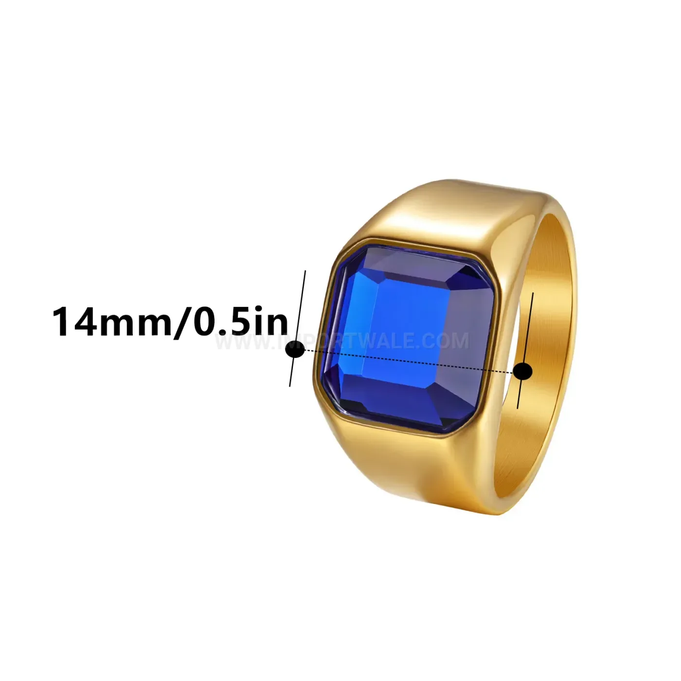 Stainless Steel Statement Ring with Large Gemstone Inlay