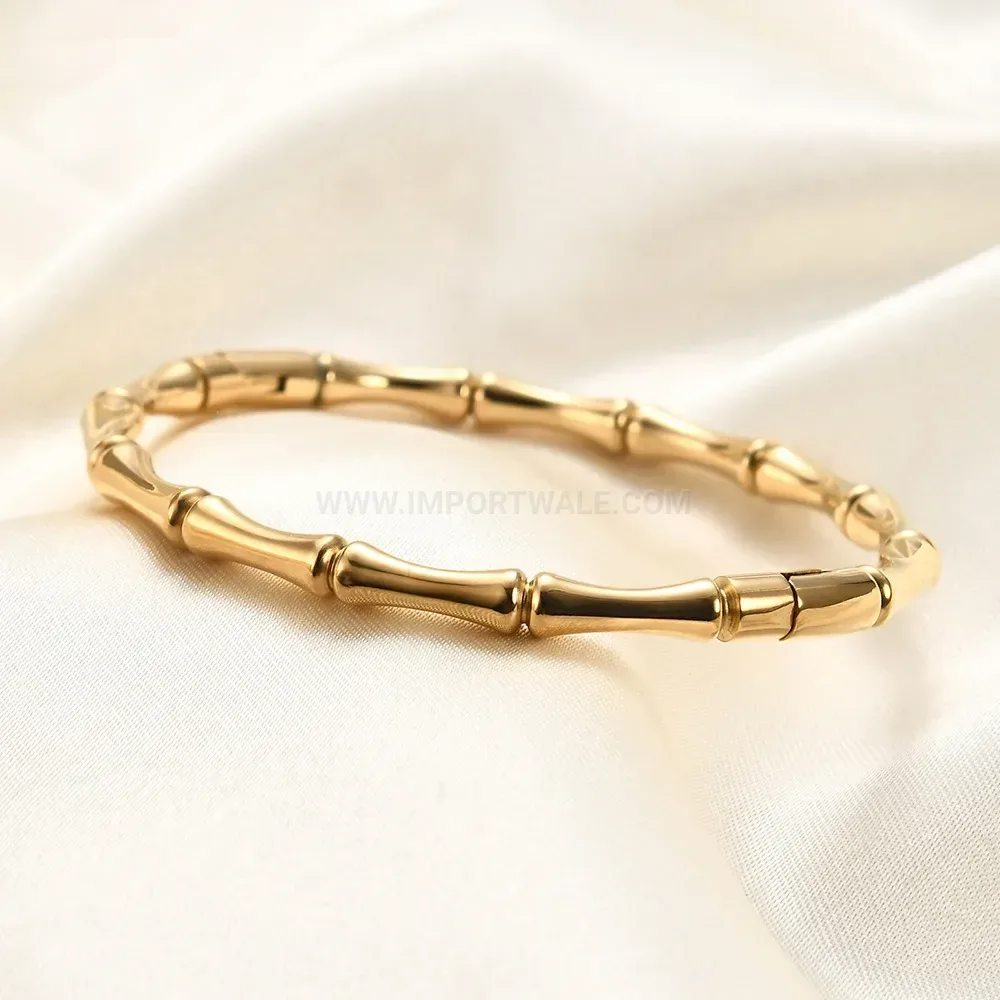 Trendy Bamboo Joint Stainless Steel Magnetic Bangle Bracelet