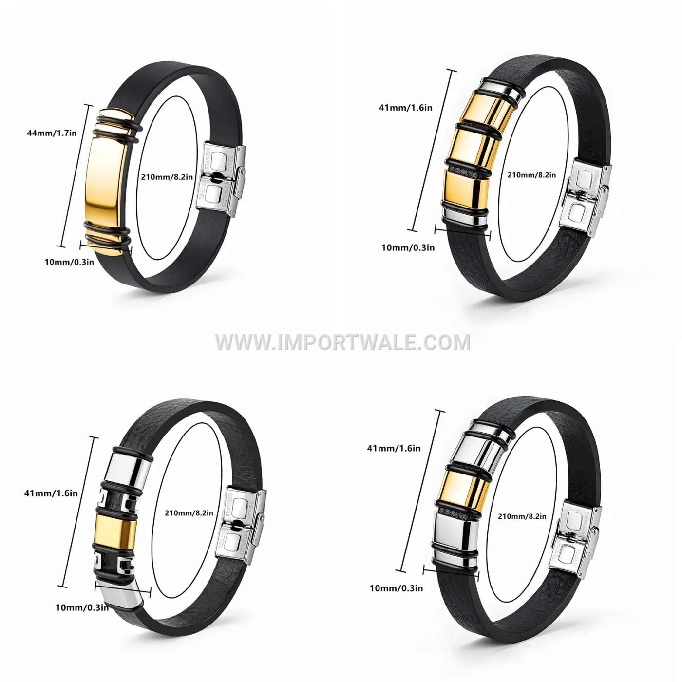 Multicolor Stainless Steel Silicone ID Curved Bracelet