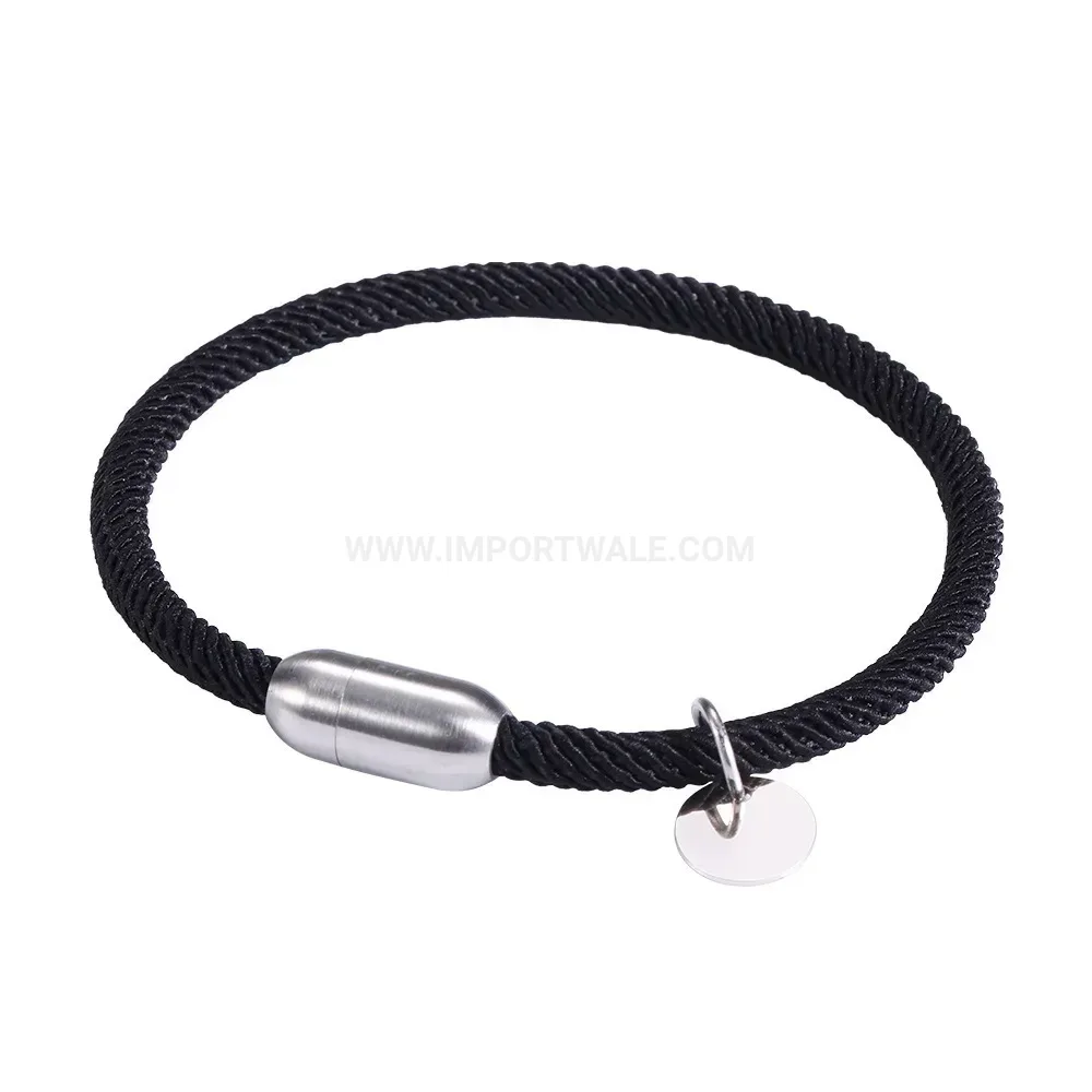 Colorful Braided Cord Bracelet with Stainless Steel Magnetic Clasp