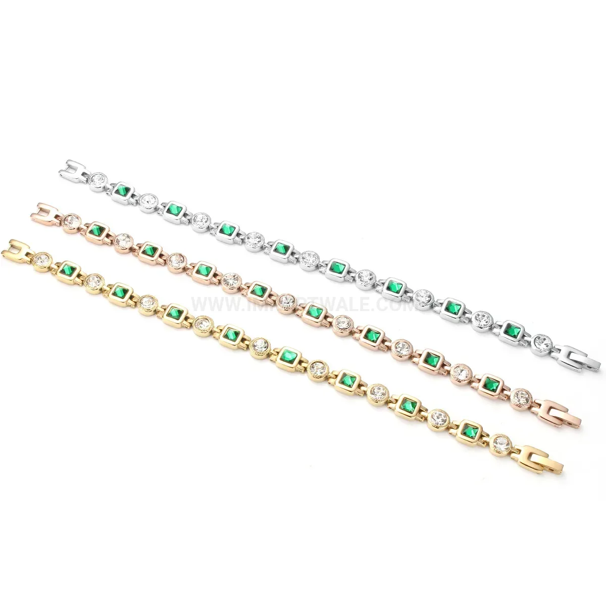 Geometric Rhinestone Bio Magnetic Stainless Steel Link Bracelet