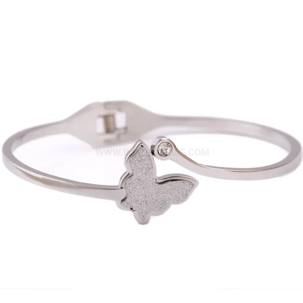 Chic Double-Layer Frosted Butterfly Stainless Steel Bangle