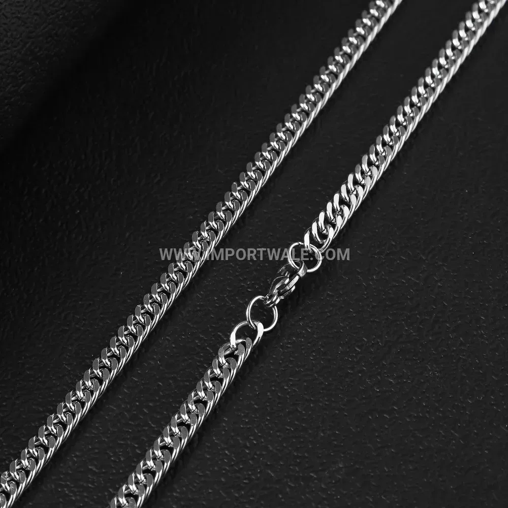 Men's Double Layer Woven Stainless Steel Chain Link Necklace