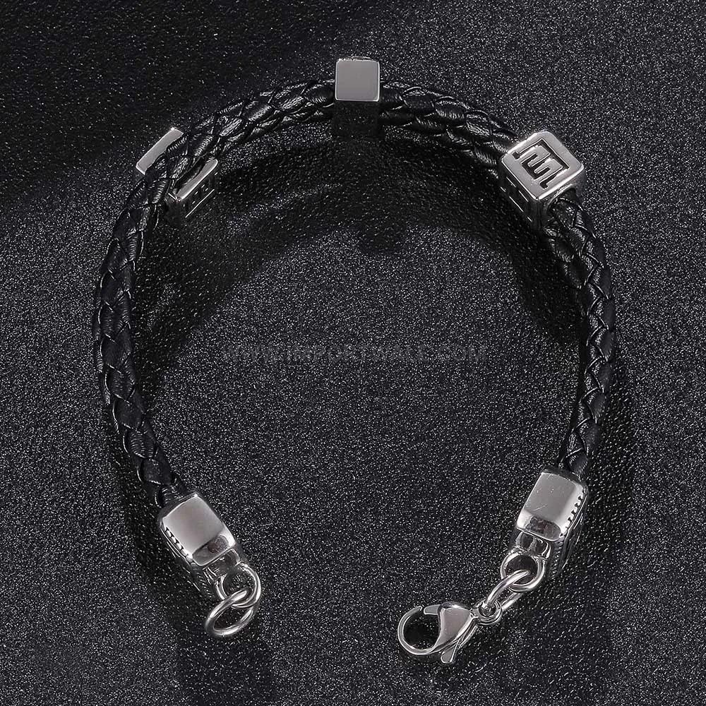 Minimalist Double-Strand Braided Leather Cuff Bracelet