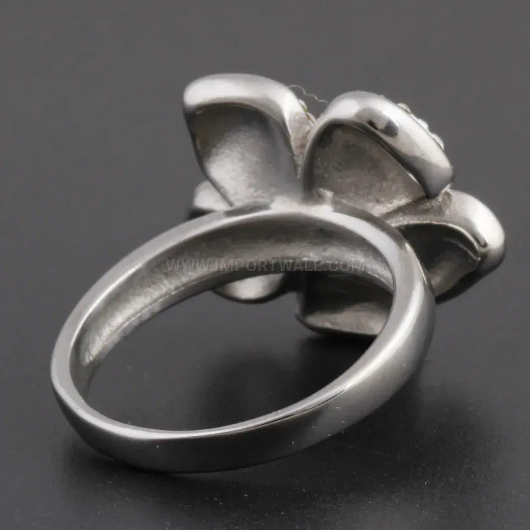 Intricate Floral Crystal Statement Ring in Premium Stainless Steel