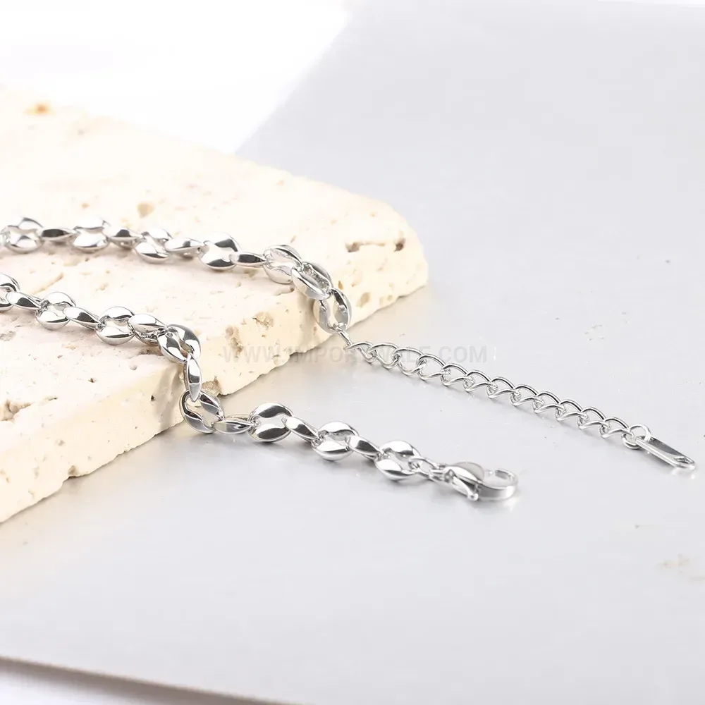 Minimalist Hollow Geometric Coffee Bean Stainless Steel Chain Bracelet