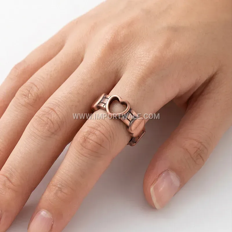 Cutout Open Heart Pure Copper Magnetic Therapy Ring