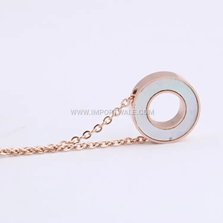 Geometric Hollow Shell Inlay Stainless Steel Layered Necklace