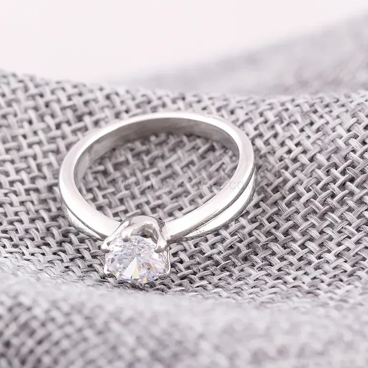 Cast Stainless Steel Gem Accent Band Ring