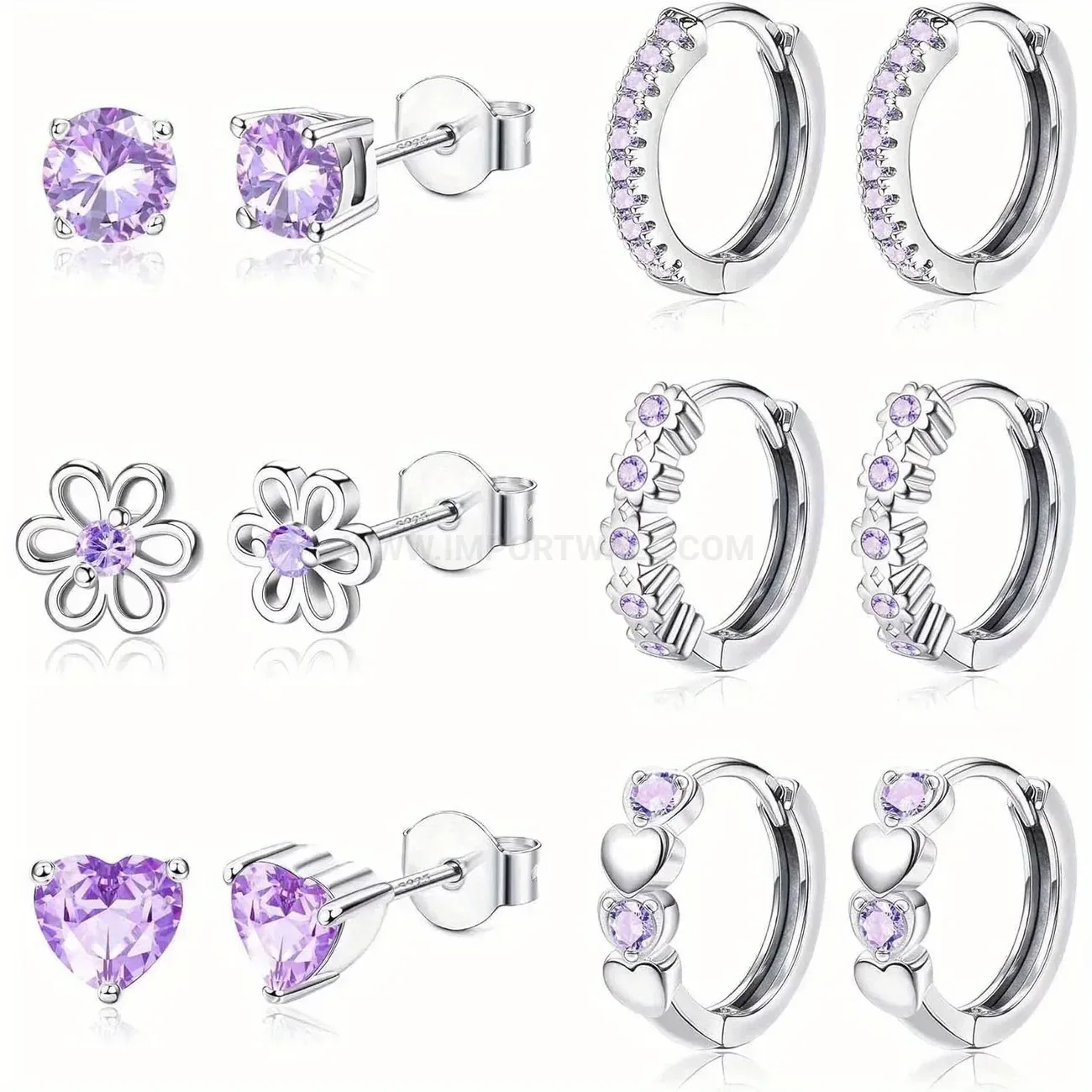 Trendy Stainless Steel Colorful Rhinestone Geometric Cartilage Earring Set