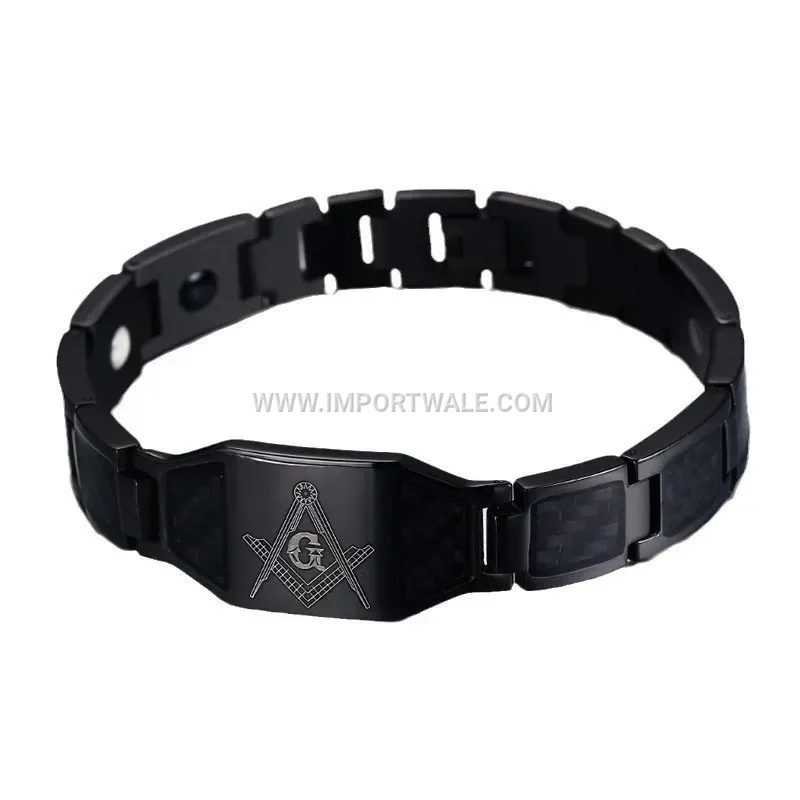 Men's Titanium Steel Carbon Fiber Magnetic Link Bracelet