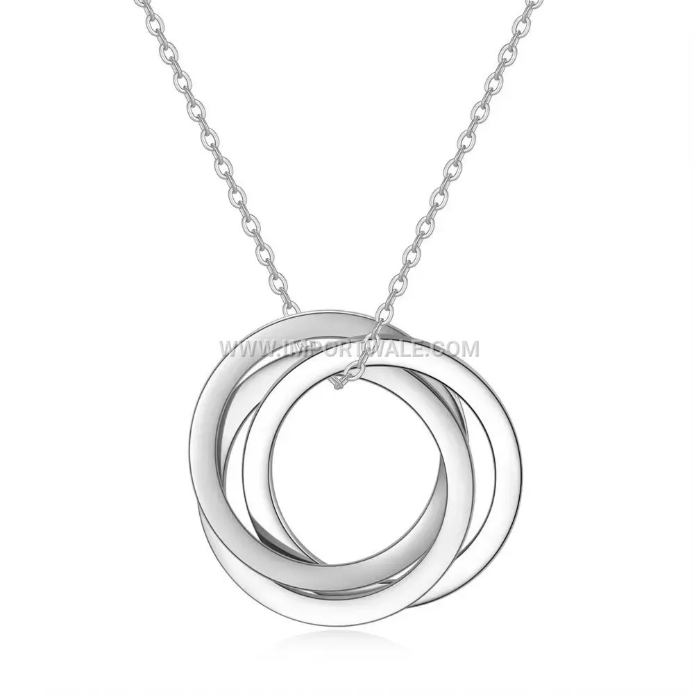 Trio Ring Stainless Steel Pendant Necklace for Women