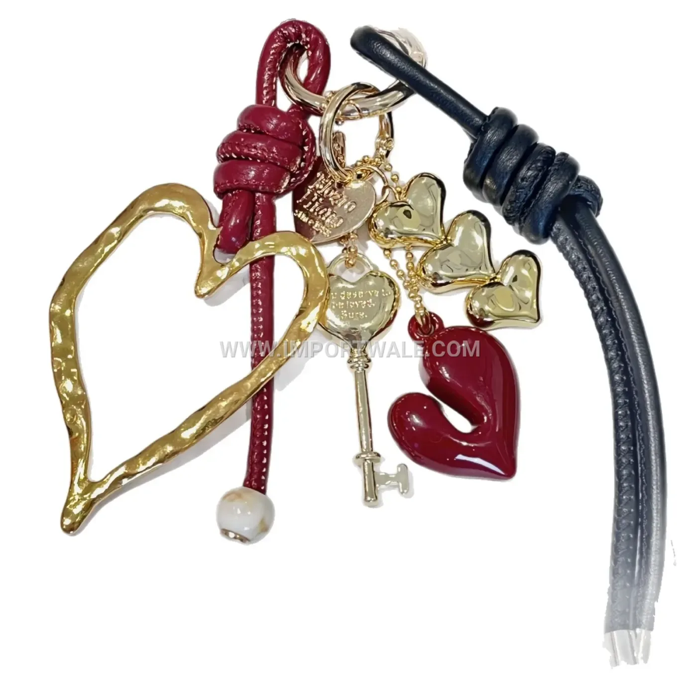 Irregular Metal Heart Bag Charm Keychain