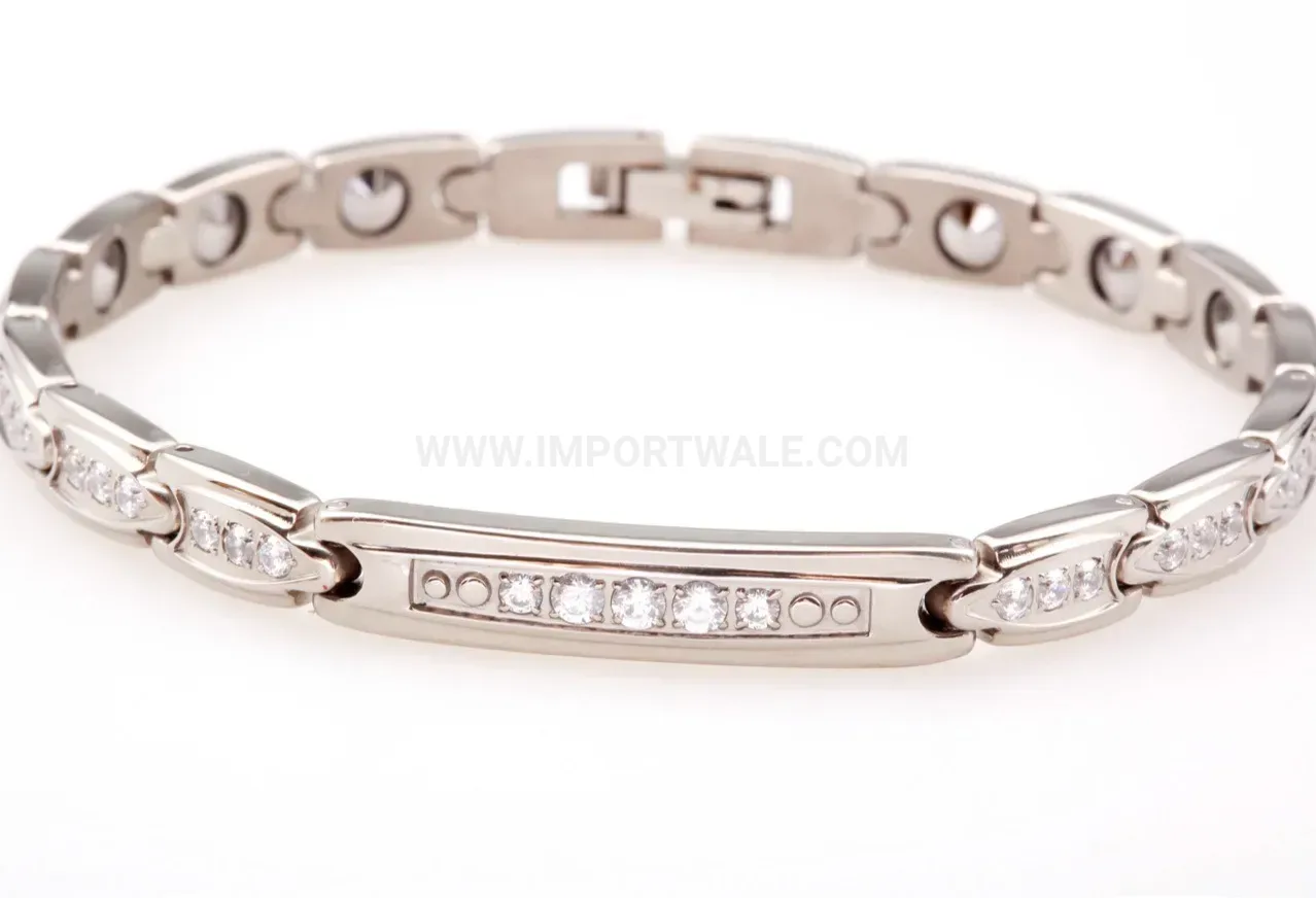 Fashion Sparkling Zircon Titanium Steel Geometric Bio Bracelet